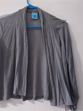 h.i.p. Gray Ribbed Open Cardigan